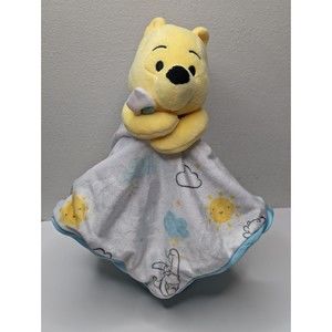 ☀️ 3/$20 Disney Winnie the Pooh White Yellow Lovie Lovey Security Baby Blanket